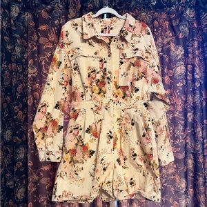 Free People Floral Jumpsuit in Cream and Pink